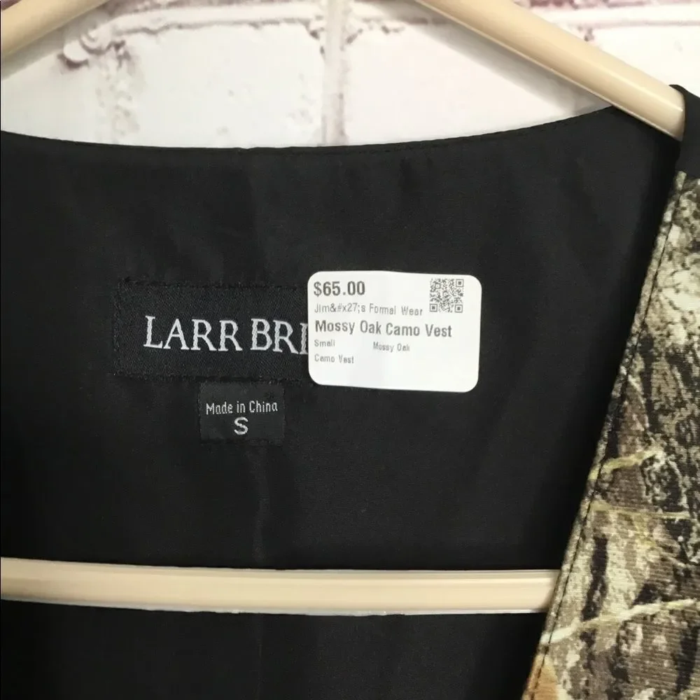 Men's Larr Brio Satin Tuxedo Mossy Oak Camo Vest Wedding Groom‎ Size S
